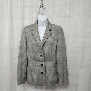 Apostrophe Blazer Gray Stripes Office Casual 6 FLAW